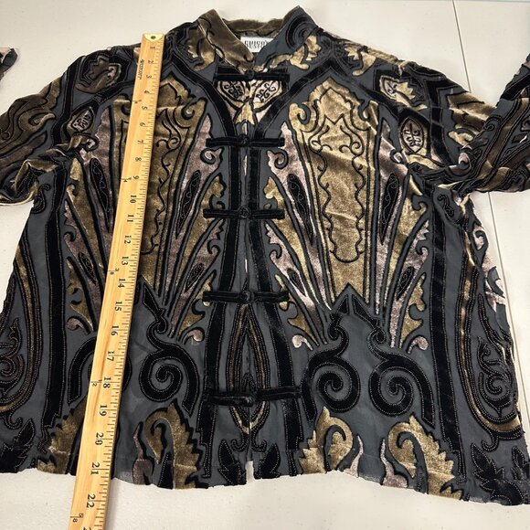 Chicos Design Velvet Burnout Topper Asian Inspired - Picture 10 of 14